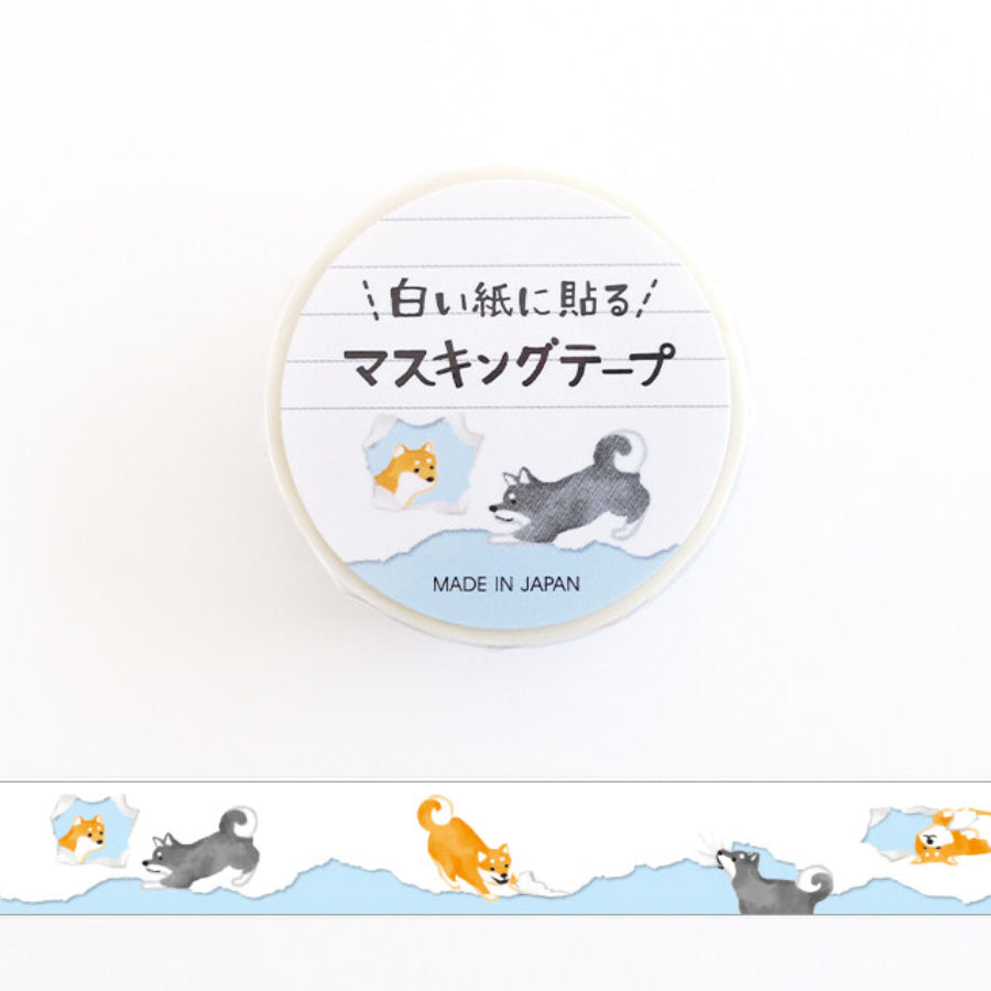 【日本製】調皮柴犬邊緣紙膠帶｜15mm; 7m long〖現貨〗