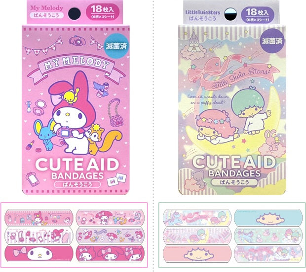 【日本製】日本卡通膠布 (18片)〖現貨〗Hello Kitty｜Kuromi｜Hangyodon｜My Melody｜布甸狗